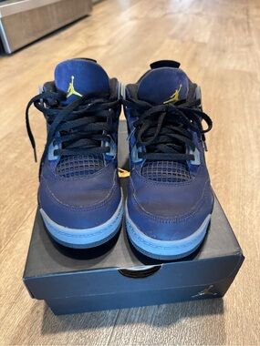 Air Jordan 4 Retro Kids Navy Blue Basketball Shoes